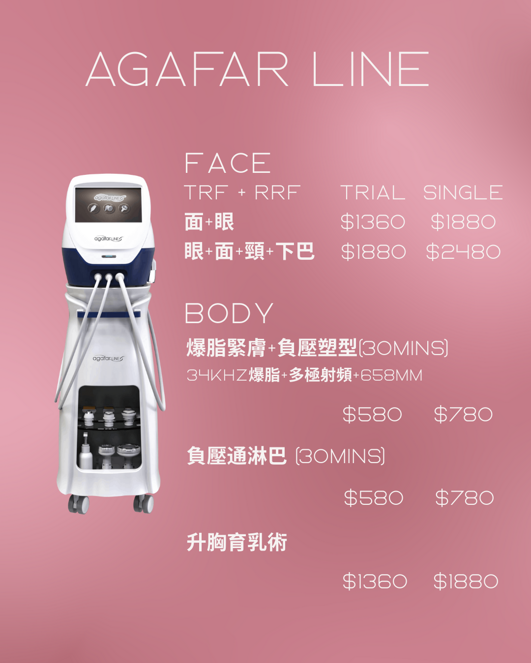 纖索爆脂膠原自生療程AGAFAR LINE 訂金