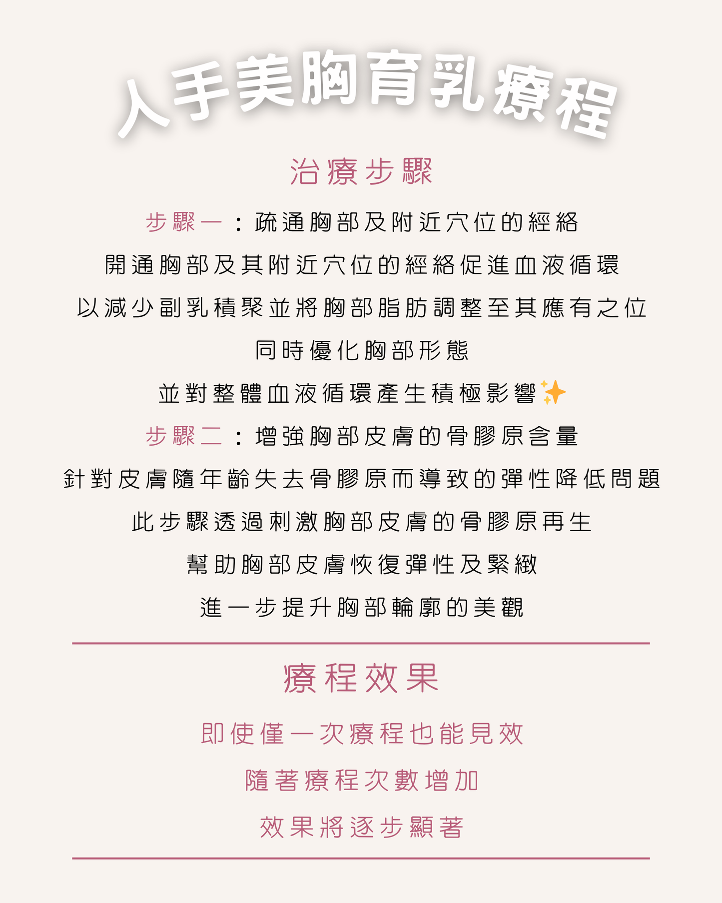 人手育乳術 （試做價 $480 20分鐘）